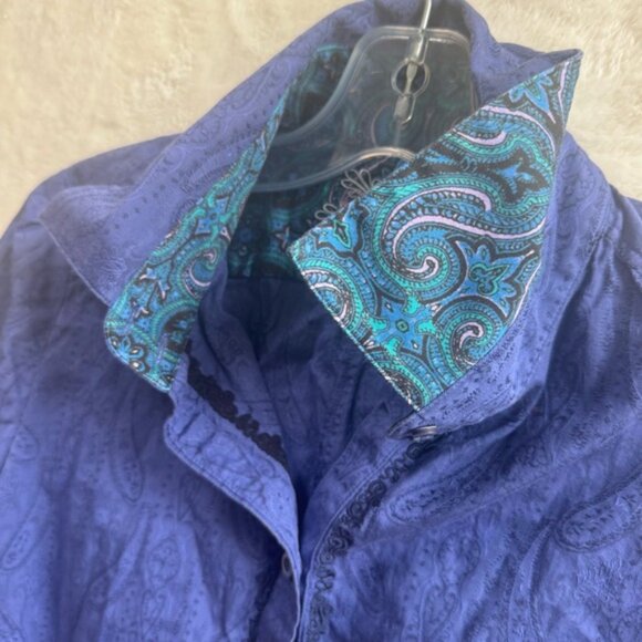 Robert Graham Paisley Cotton Long Sleeve Woven Button Down Shirt Floral Blue M - Picture 8 of 16
